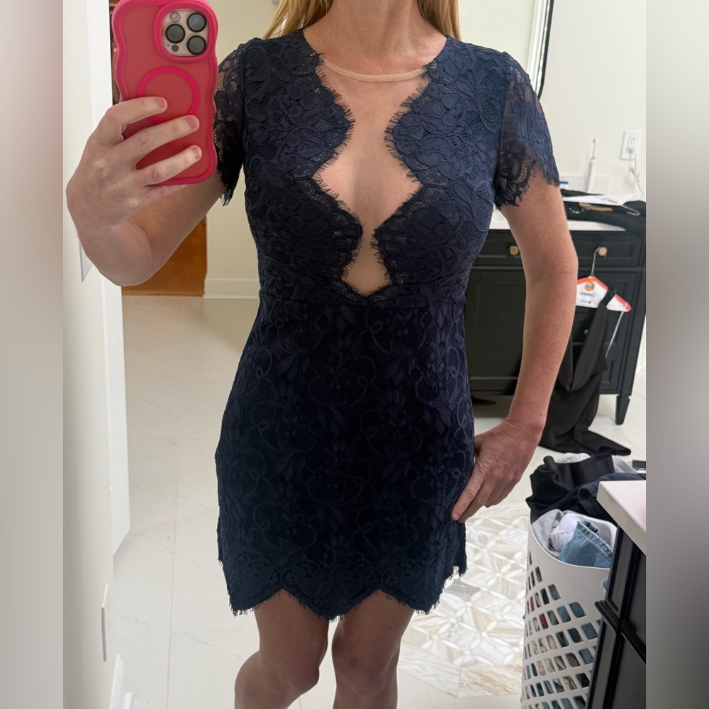 NWT Storia Navy Lace Mini Dress